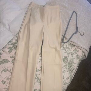Cream Leather Pants